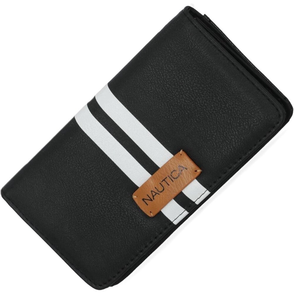 Nautica Seaside Slim Women's Wallet Black Embossed RFID Blocking Vegan Leather - Picture 1 of 6